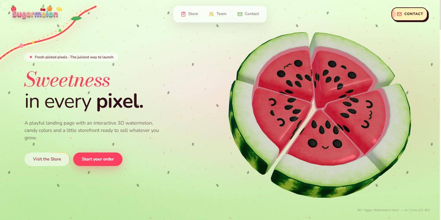 Sugarmelon — Playful 3D Fruit & Candy Landing preview